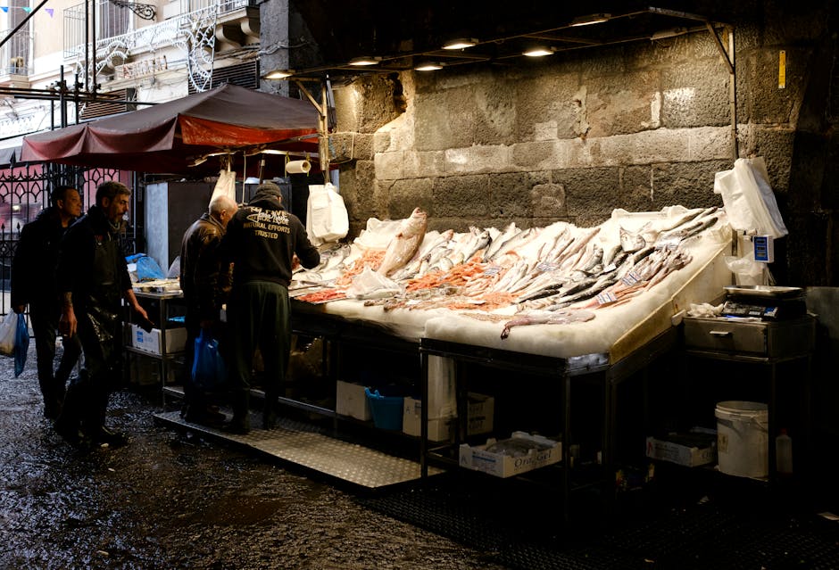 Mercado del pescado (Pescheria) en Catania, Sicilia