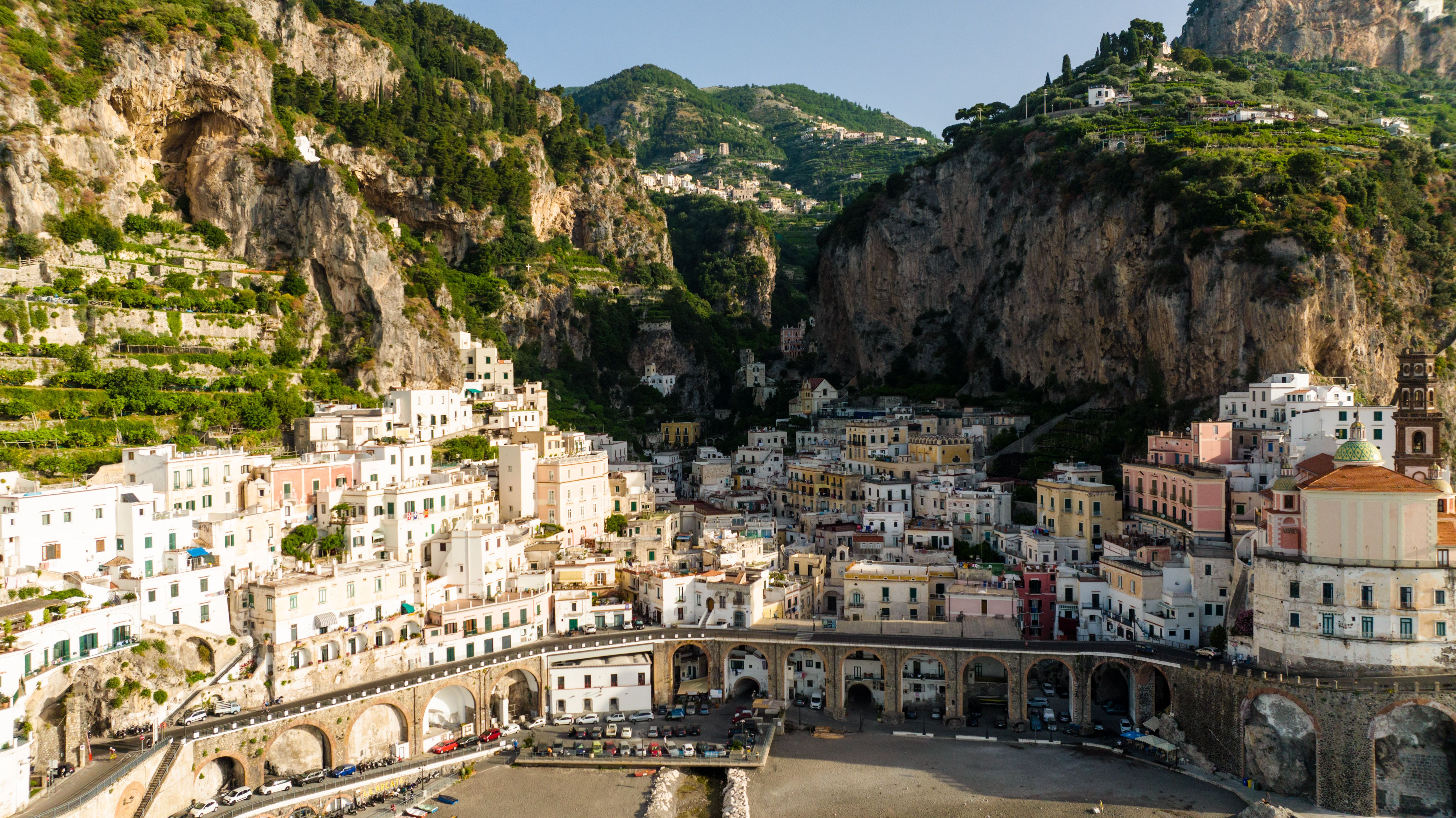 Platos de gastronomía italiana en Positano
